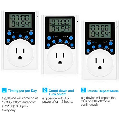 image for SJZX Timer Outlet, Multifunctional Infinite Cycle Programmable Plug-in
