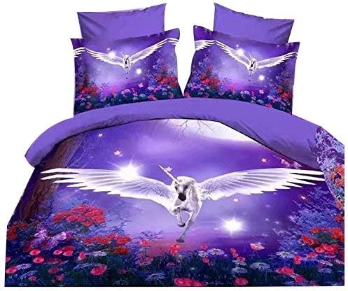Amazon Com Cliab Unicorn Bedding Queen Purple Size For Girls Blue