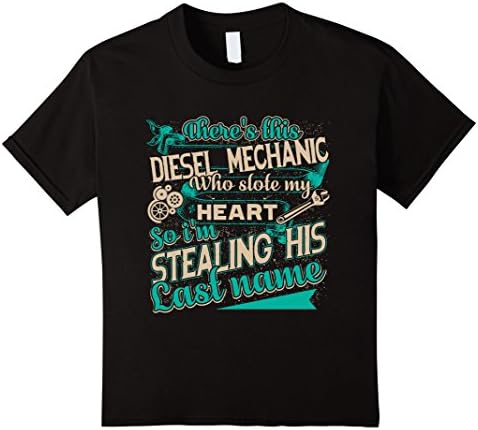 Kids This Diesel Mechanic Stole My Heart T-shirts 6 Black