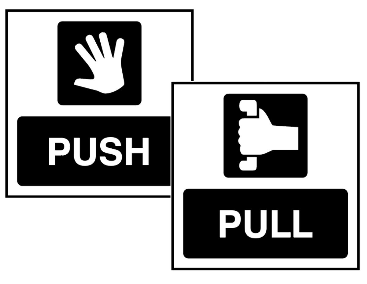 Caledonia Signs 58257 Pull/Push Double sided self adhesive window sticker 150x150mm