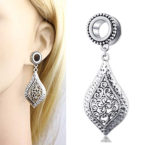 TIANCI FBYJS 8 Pairs Stainless Steel Ear Tunnels Dangle Gauges for Women Double Flare Silicone Stone Piercing 00g Plugs Taper kit (10mm=00g)