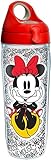 Tervis 1228030 Disney - Minnie Mouse Name Pattern Tumbler with Wrap and Red with Gray Lid 24oz Water Bottle, Clear