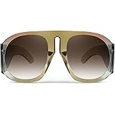 FEISEDY Retro Trendy Avaitor Sunglasses for Women Men Oversized Vintage 70s 80s Sunglasses Flat Top Shield Shades B2745