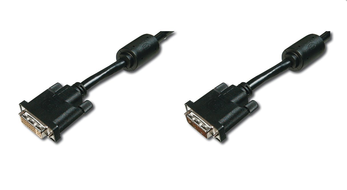 DIGITUS AK-320200-050-S 5.0m DVI(24+1) Male - DVI(24+1) Female DVI Extension Cable with Ferrite - Black