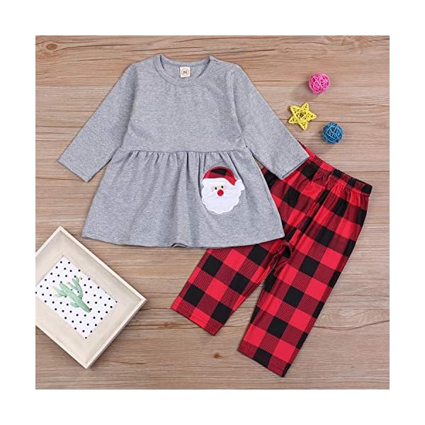Christmas Clothes Kids Toddler Baby Girls Long Sleeve Snowman Dress Shirt Snowflakes Pants Fall Winter Outfit Set (12… - Image 4