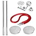Yaheetech 4pcs Stainless Steel Stanchion Posts - 6.6FT Extended Red Velvet Rope Retractable Safety Barriers with Stable Base for Party Supplies Theater Hotels Clubs Museums, Silver