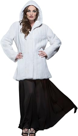 hooded white fur coat