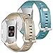 Tobfit Compatible with Fitbit Ionic Bands, Soft TPU Sport Arm Wristband Accessories for Women Men, Small, Champagne Gold, Slate