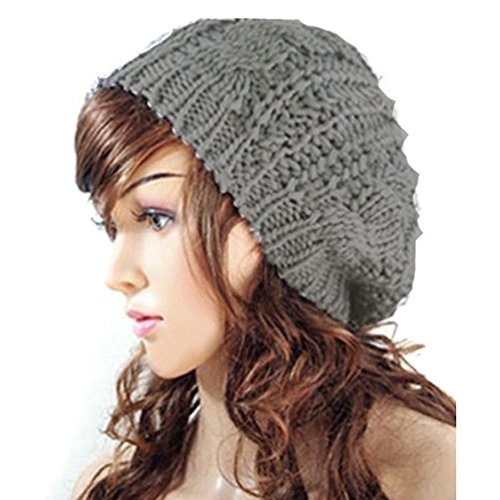 JOVANA New Arrival Top Fashion Winter Warm Women Lady Yong Girls Baggy Beret Chunky Knit Knitted Braided Beanie Hat Ski Cap Crochet Knitted Hat Knitted Crochet Oversized Slouch Hat for Women (Light Grey)