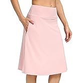Womens Midi Knee-Length Skirt with Built-in Skorts Hidden Drawstring Zippered Pockets Appropriate for Working Casual Office