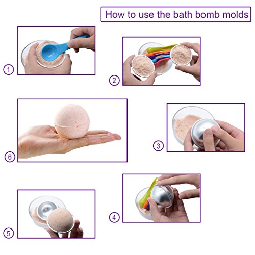 Bath Bomb Mold Set 228 Pieces - 200 Packs Shrink Wrap Bags,12 Pieces of DIY Metal Mould,Spoons,Gift Bags,Mini Heat Sealer (Instruction Included)