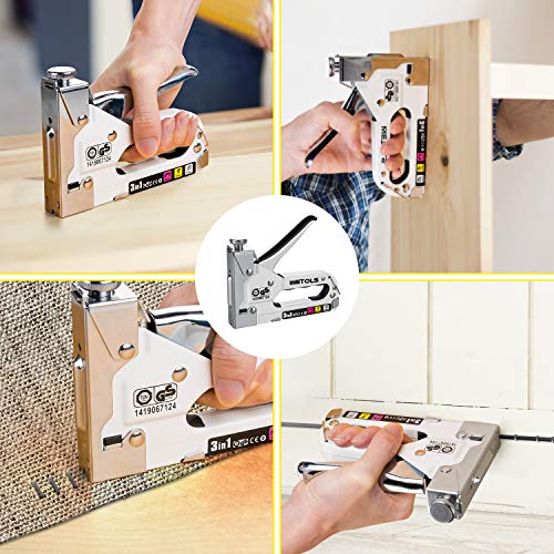 WETOLS Staple Gun, Heavy Duty Staple Gun, 3 in 1 Manual Nail Gun with
