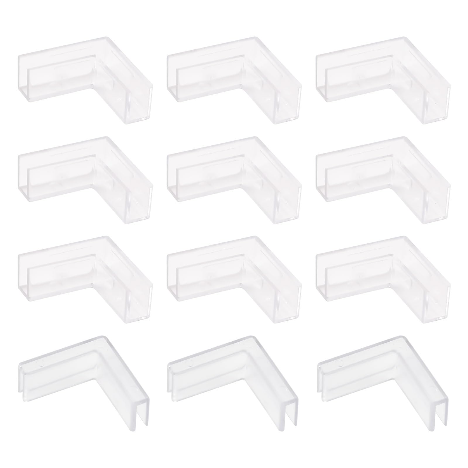 UFURMATE Glass Connector, 12Pcs Plastic 90 Degree Glass Clamps Transparent Glass to Glass Connectors Rimless Clip Holder for Fixing or DIY Fish Tank, Glass Acrylic Display Cabinet (7.7mm) — image 1