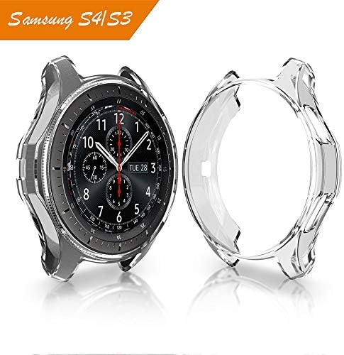 Case for Samsung Gear Galaxy/S3 Frontier SM-R760 & Classic, Soft TPU Plated [Scratch-Proof] All-Around Protective Bumper Shell for Samsung Gear Galaxy/S3 Watch 46mm 42mm (Clear, Galaxy/S3 46MM)