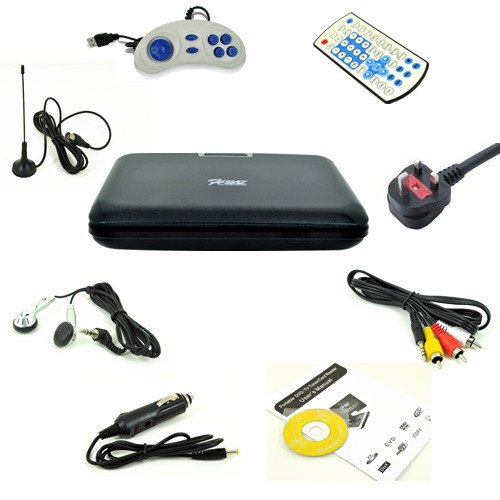 Buyee Rotating Swivel Screen Handheld Portable DVD Player LCD Screen with Function of VCD CD SD TV MP3 MP4 USB Games Car Charge (7.5 inch)