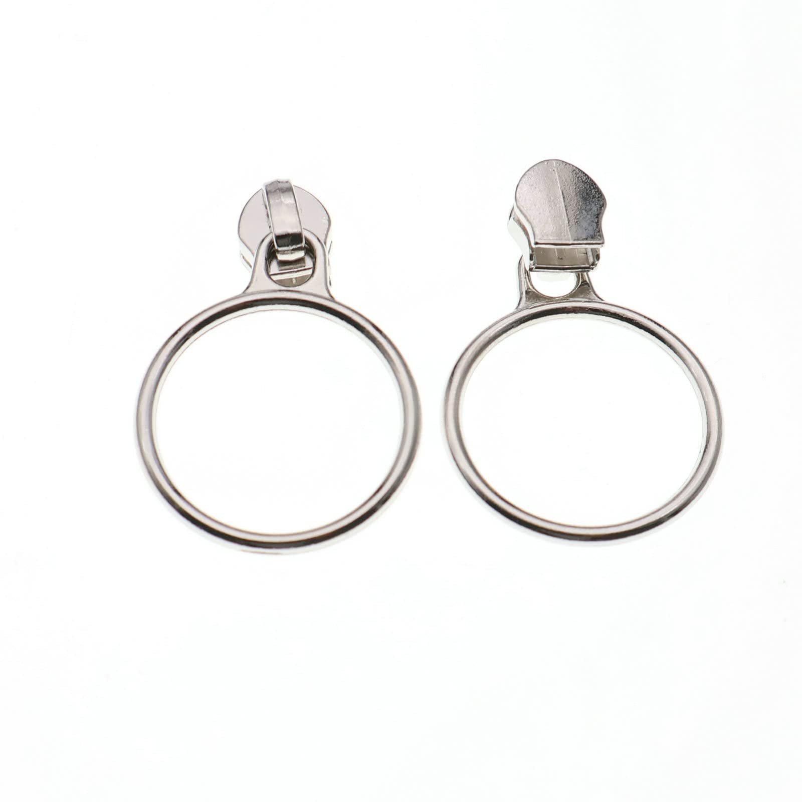 Leekayer 30PCS #5 Silver Chrome Ring Pulls for Nylon Coil Zippers Metal Zipper Sliders for Jacket Luggage Purses Bags Bulk(Silver Chrome) Metal Slider for Zipper