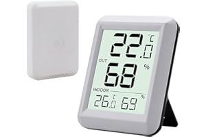 Timloon Indoor Outdoor Thermometer Hygrometer Wireless Weather Station, Temperature Humidity Monitor with 328ft Range Remote Sensor, ℃/℉ Switch for Home, Office, Bedroom, Baby Room, Kitchen