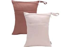 ALVABABY Wet Dry Bags with Two Zippered Pockets 2pcs Travel Beach Pool Daycare Soiled Baby Reusable Waterproof Yoga Gym Bag f