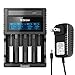 iEGrow ZL440C 4-Bay Smart Battery Charger with LCD Display for 26650, 18650, 18500, 18350, 17670, 17500, 16340, 14500, 10440 3.7V Lithium Batteries and 1.2V Ni-MH and Ni-Cd A/AA/AAA Batteries