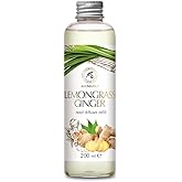 Reed Diffuser Refill Lemongrass-Ginger 6.8Fl Oz - Aroma Diffuser Refill with Essential Ginger Oil - Fragrance Diffuser - Spicy and Fresh Fragrance - Natural Fragrance - Aromatherapy - Air Freshener