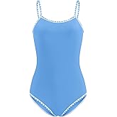 FtcoDcik Girl Swimsuit One Piece Bathing Suit for Girls Contrasting Colors Adjustable Straps Padded Swimwear 11-16y