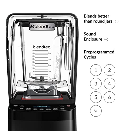 Blendtec Stealth 885 Commercial Blender, WildSide+ Jar, Blendtec Stealth Sound Enclosure, Strongest Commercial-Grade Power, Self-Cleaning, 42 Pre-programmed Cycles, Black