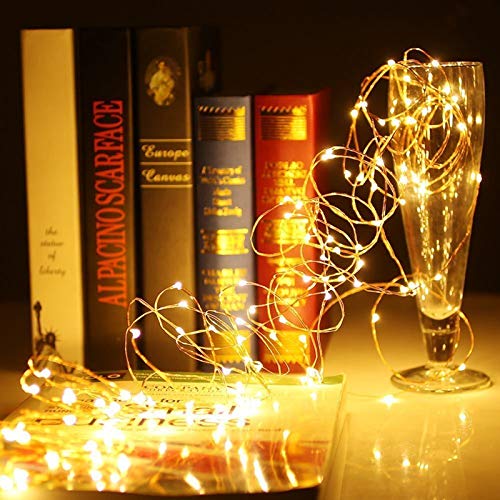 MANGO S Quality LED Fairy Lights,2 Pack 100LED 33f Battery Powered Remote Control Waterproof Dimmable Copper Wire Strip Lamp for Bedroom Patio Garden Indoor Outdoor Christmas Decor- Warm White