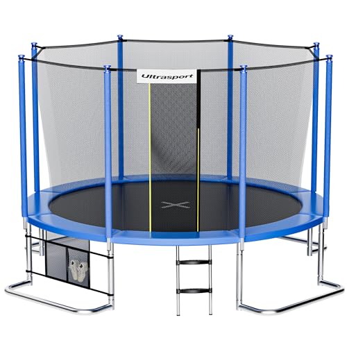 Ultrasport SICHERSTE Trampolin Outdoor Kinder Ø180/244/305/366/430 cm bis 150 KG I Leise Gummiseilfederung I Komplettset mit Sicherheitsnetz (All in)