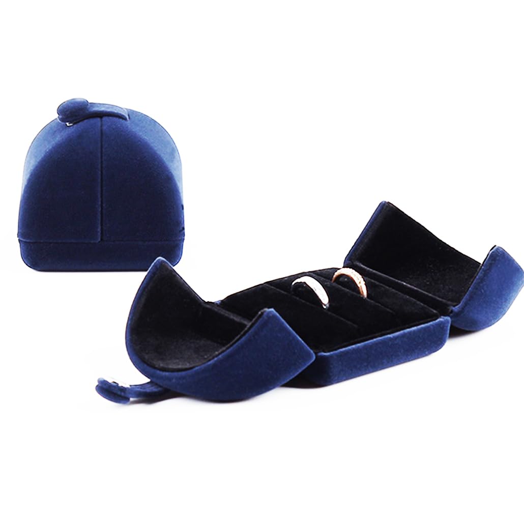 iSuperb Flannel Ring Box for Proposal, Earrings Stud Jewelry Case for Women Double Rings Box Jewellry Display for Wedding and Gifts, 6.5x6x5cm