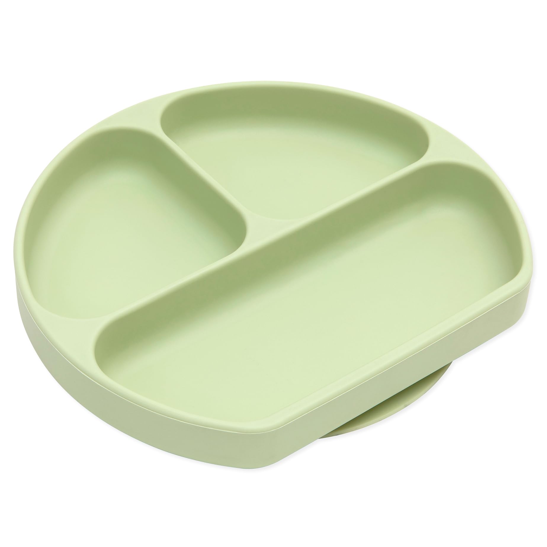 Bumkins Silicone Grip Dish, Suction Plate, Divided Plate, Baby Toddler Plate, BPA Free, Microwave Dishwasher Safe - Sage Green