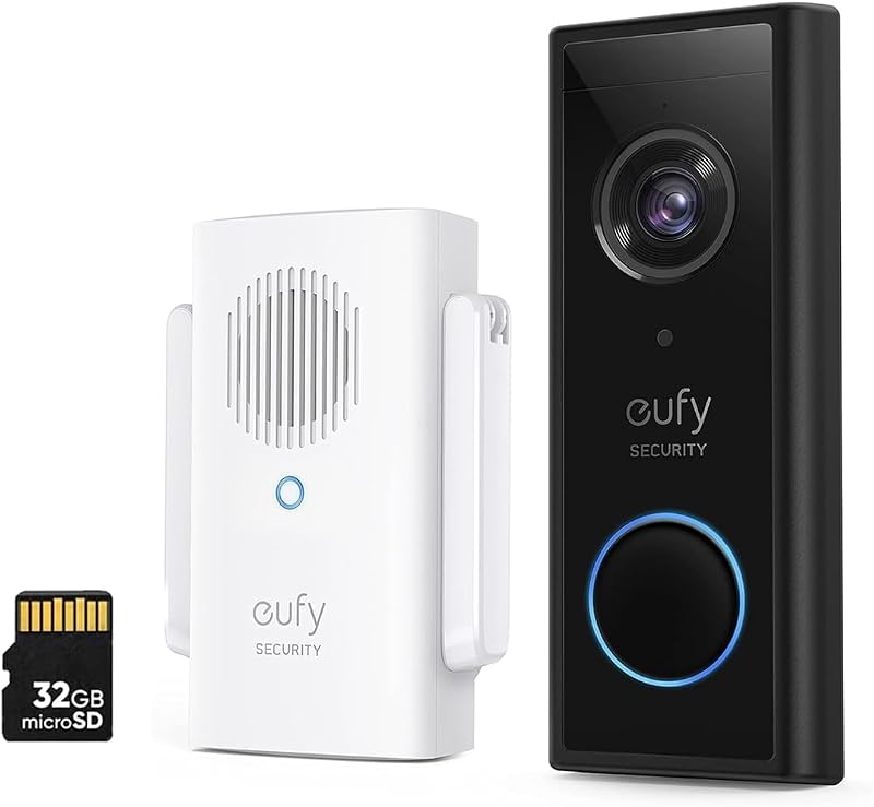 eufy Security S220 Wireless Video Doorbell 2K Battery Chime 32GB Local Storage