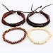 MJartoria 4PCS Unisex Mens Womens Leather Bracelets Adjustable Braided Multi Cool Wrap Wristbands Cuff Set (D-4PCS-Black)