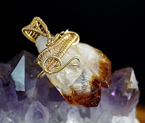 24 K Gold plated pendant with Citrine gift for her gift for mom perfect present, wire wrapped artisan handcraft jewellery /without chain