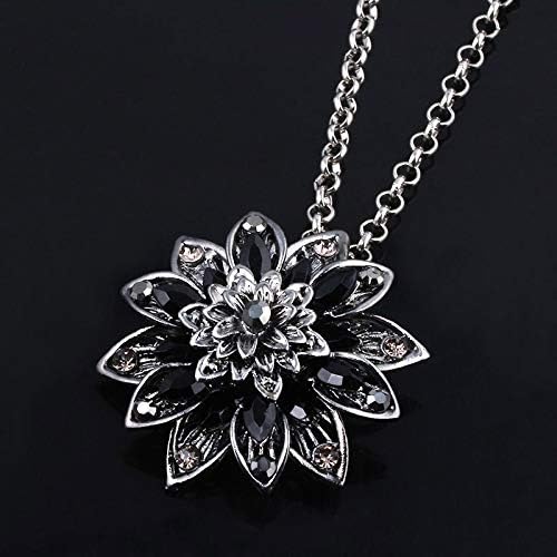 Amazon スーパーヒーロー ブラックダリア フラワーネックレス クリスタルペンダント ギフトジュエリー コスチュームアクセサリー L ブラック おもちゃ おもちゃ