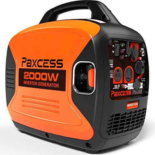 PAXCESS 2000 Watts Super Quiet Inverter Generator, Gas Powered RV Generator with Eco-Mode, CARB Complaint, Parallel Ready 120V 30A/20A AC Outlet/USB Ports/12V DC Output