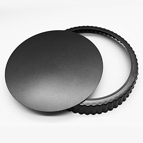 HOMOW 11 inch Heavy Duty Nonstick Pizza Pan, Quiche Pan With Removable Bottom, Removable Loose Bottom Quiche Pan, Tart Pie Pan 11"X1"(2PCS) - Thumbnail 3