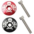 2 Set 1 1/8 Inch Aluminum Alloy Headset Top Cap & Bolt Set , Bicycle Headset Cap, Mountain Bike Stem Top Cap Cover, Front Fork Stem Top Caps, Headset Cover Screws Set for MTB Road XC FR Bike Stems