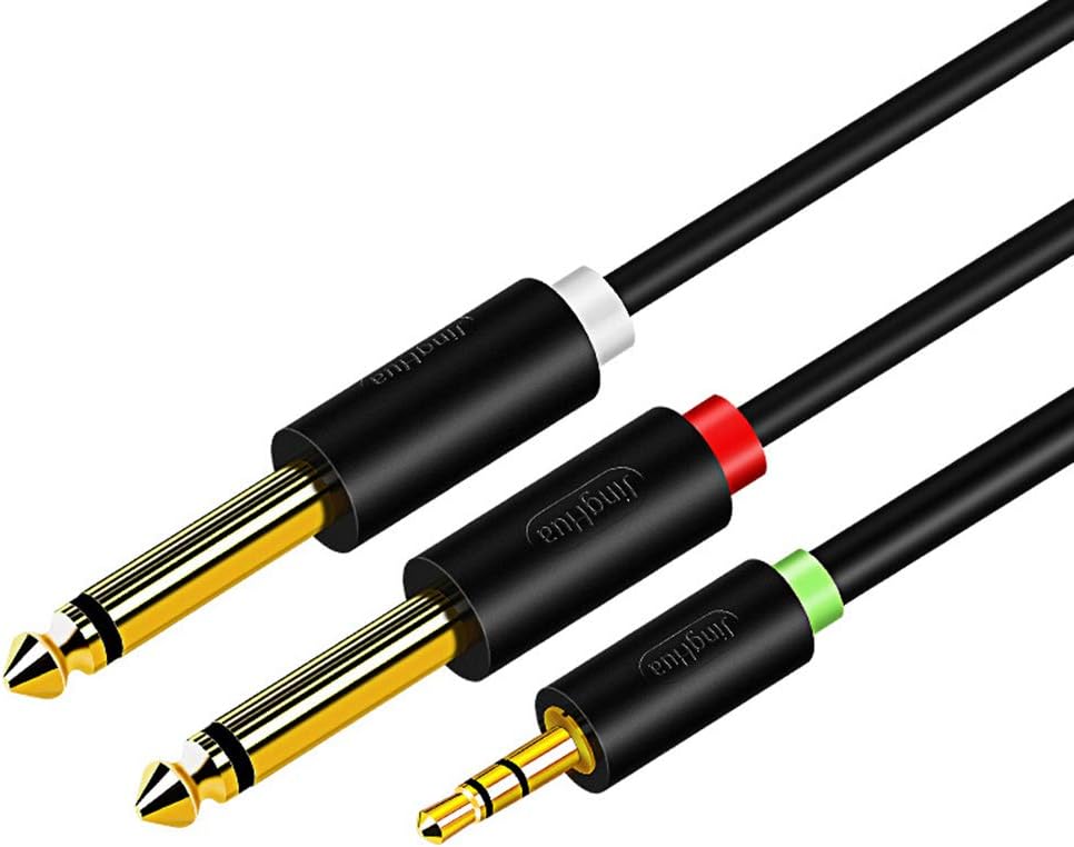 Hosyl Gold-Plated 3.5mm 1/8" TRS Male to 2X 6.35mm 1/4" TS Male Mono Y Cable Splitter with for iPhone, iPod, Laptop, CD Players, Power Amplifier, Mixer, Home Stereo Systems (10FT/3M)
