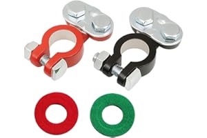 TSUGAMI 2PCS Car Battery Terminal Connector, Positive Negative Battery Cable End Terminal with Anti-Corrosion Washer, Heavy-D