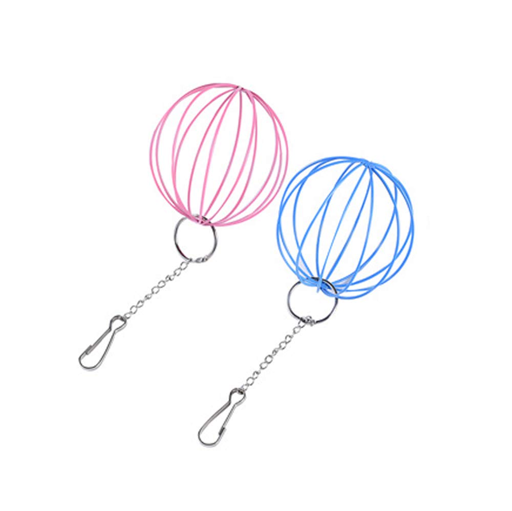 Qiwenr 2Pcs Stainless Rabbits Feeding Grass Ball，Pets Hay Ball Pet Grass Frame Food Feeder Rabbit,3.15inch Hay Dispenser Holder Guinea Pig Bunny Hay Ball Feeder Hanger Accessories for Small Animals