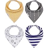 Baby Bandana Drool Bibs for Teething Boys and Girls by Farnod Baby - 1 Count Chevron Pattern