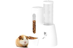 LOLLBIRD 2-in-1 Hamster Water Bottle & Food Dispenser - Leak-Resistant Design for Glass/Wire Cages (120ml/4oz BPA-Free + Double Seal Nozzle) Dwarf Hamster & Mice Essentials (White, 6.3×5.1×4.3)