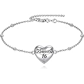 YFN Sweet 16 Bracelet Sterling Silver Sweet Sixteen Charm Bracelet 16th Birthday Jewelry Gifts for Her