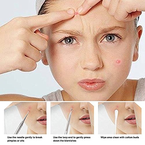 FEITA Blackhead Remover Pimples Comedones Splinter Extractors Tweezers Surgical Skin Care Cleaning Tools for Acnes Whiteheads Blemishes Zits Ingrown Hairs(5pcs)