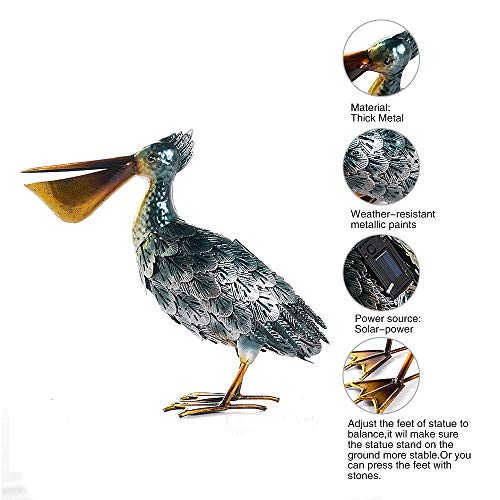 Chisheen Solar Light Pelican Metal Garden Art Outdoor Yard Statues and Sculptures ... (Multi-Solar) - Thumbnail 2