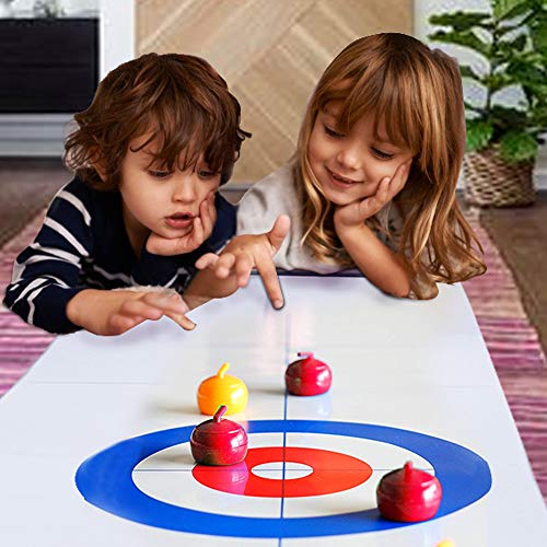 Gayisic Tabletop Curling Game Family Games Table Top Board Games Mini Desktop Game with 8 Shuffleboard Pucks for Kids and Adults Outdoor,School, Trave Gift (Curling Tabletop Game)