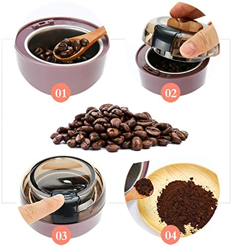 Elektrische Kaffeemühle, mit Klingen aus Edelstahl und Reinigungsbürste, Mahlwerk für Leinsamen, Nüsse, Pfeffer, Gewürze… – Bild 4