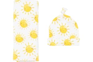 Little Sleepies Swaddle & Hat Set, Baby Swaddles Newborns, Soft Viscose from Bamboo Swaddle Blanket Wrap (Sunshine)