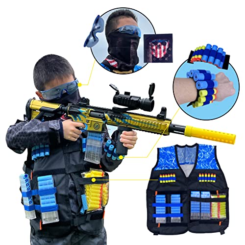 AGM MASTECH Shell-Throwing Foam Blaster Soft Bullet Gun Set with Tactical Vest Kit Including AWM and 416 Each