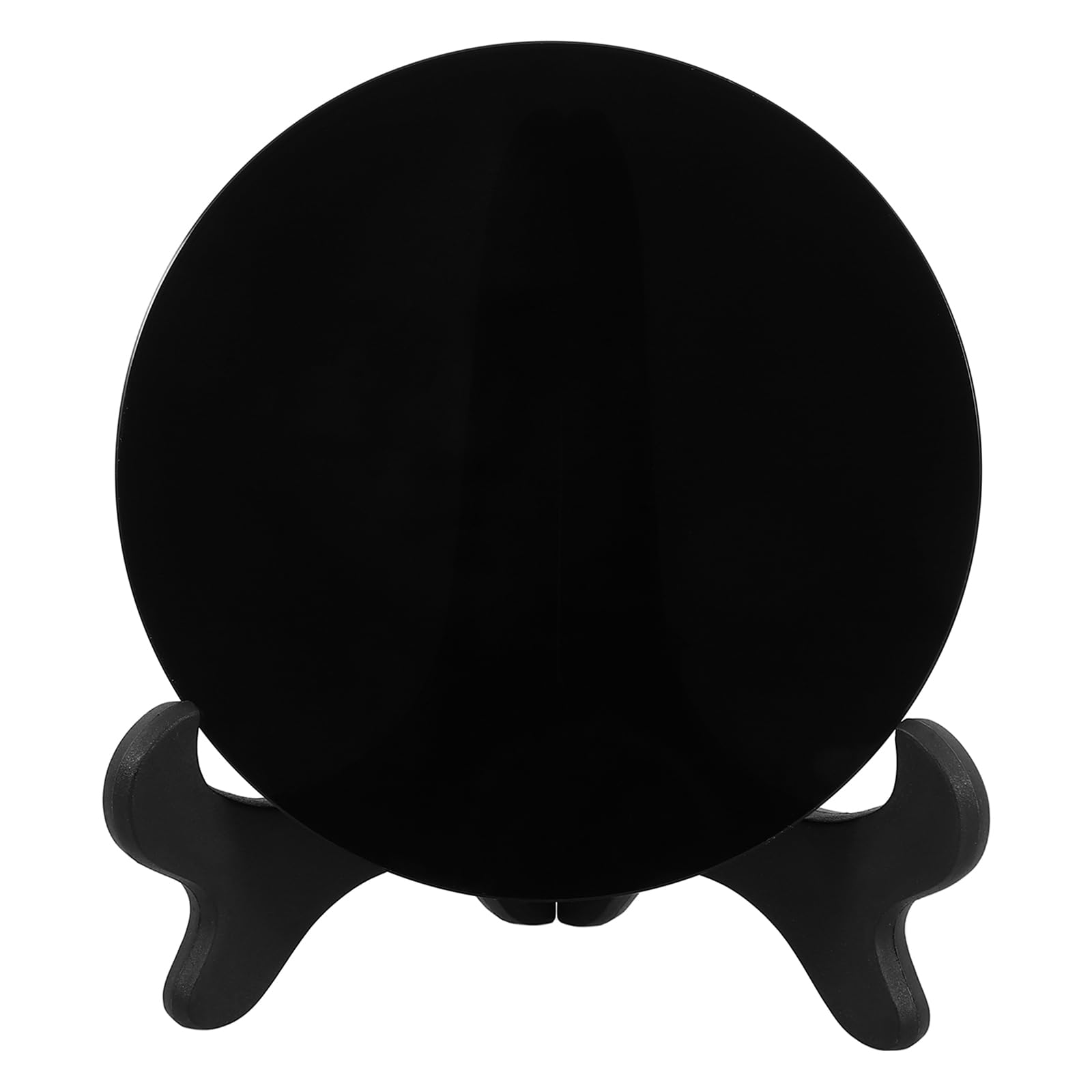 UPKOCH Black Obsidian Scrying Mirror with Stand 5.5 Inch Polished Crystal Disc for Divination Meditation Feng Shui Home Decor and